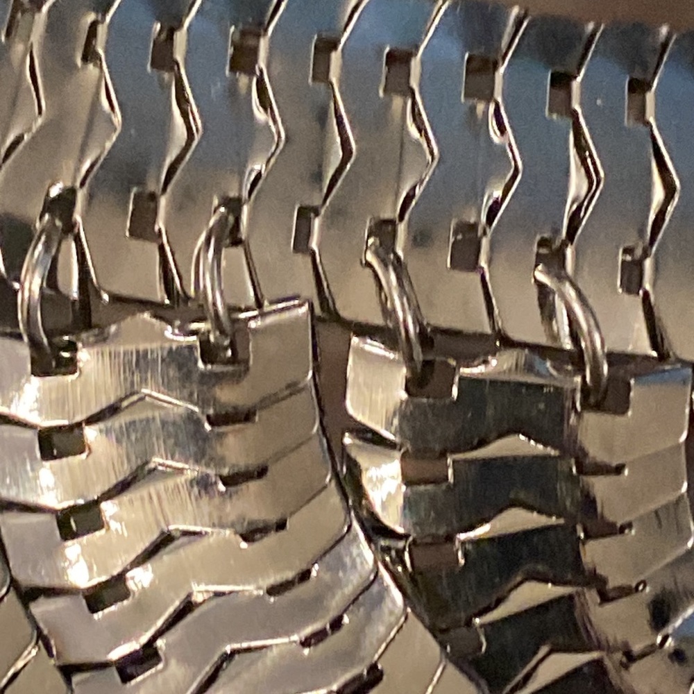 ENCOUR - necklace: thick long silvertone asymmetric fringe 1 of a kind statement - Picture 12 of 16